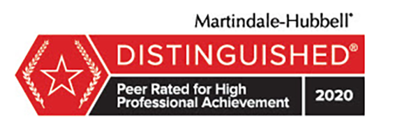 Martindale-Hubbell 2020 Distinguished Peer rated for high professional achievement
